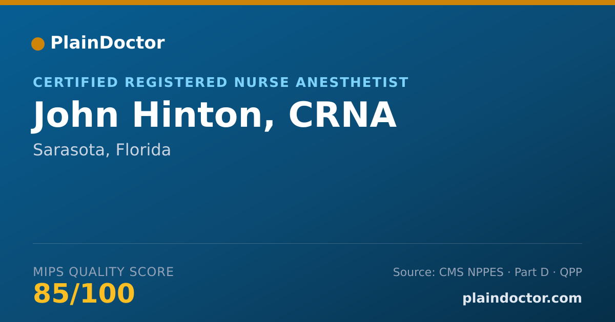 Shareable card for John Hinton, CRNA - Certified Registered Nurse Anesthetist, Sarasota, FL