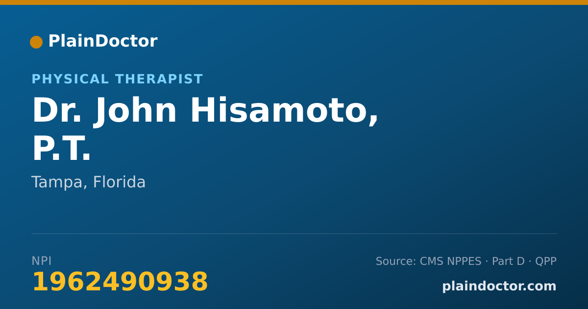 Shareable card for John Hisamoto, P.T. - Physical Therapist, Tampa, FL