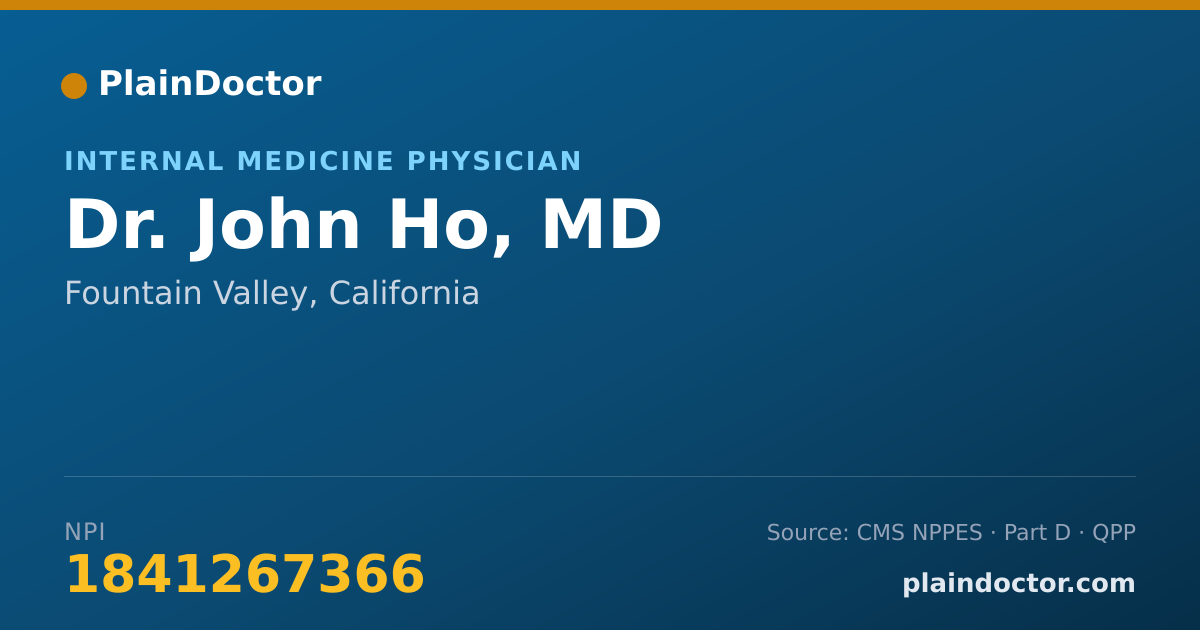 Shareable card for John Ho, MD - Internal Medicine Physician, Fountain Valley, CA