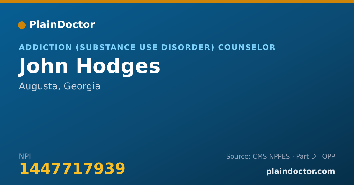 Shareable card for John Hodges - Addiction (Substance Use Disorder) Counselor, Augusta, GA