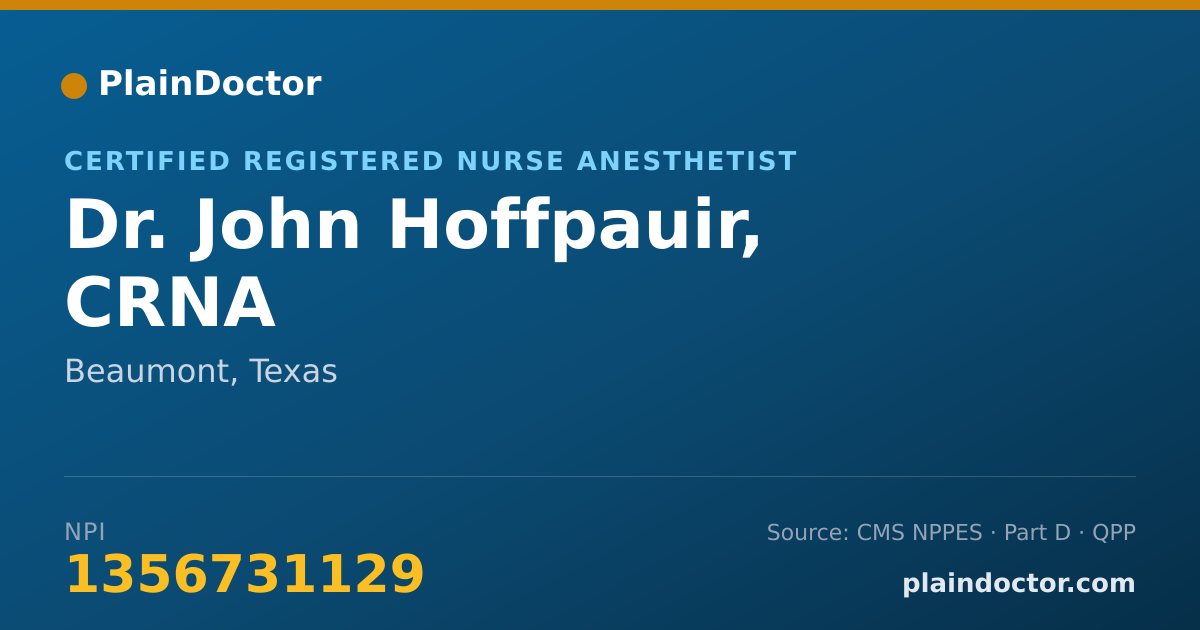 Shareable card for John Hoffpauir, CRNA - Certified Registered Nurse Anesthetist, Beaumont, TX
