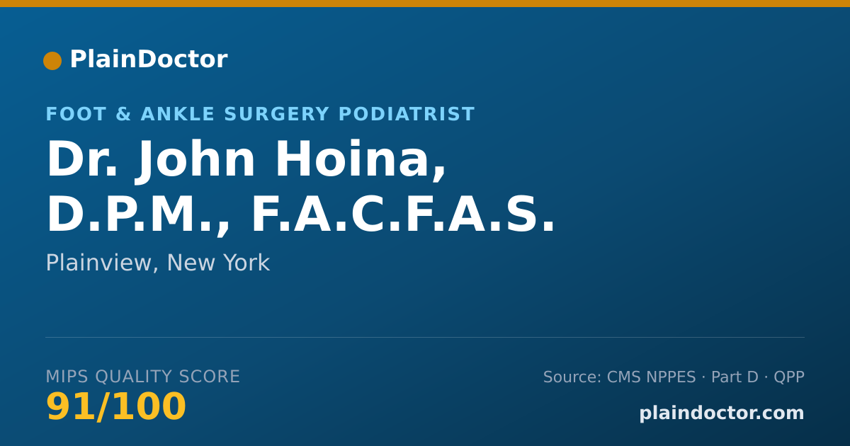 Shareable card for John Hoina, D.P.M., F.A.C.F.A.S. - Foot & Ankle Surgery Podiatrist, Plainview, NY
