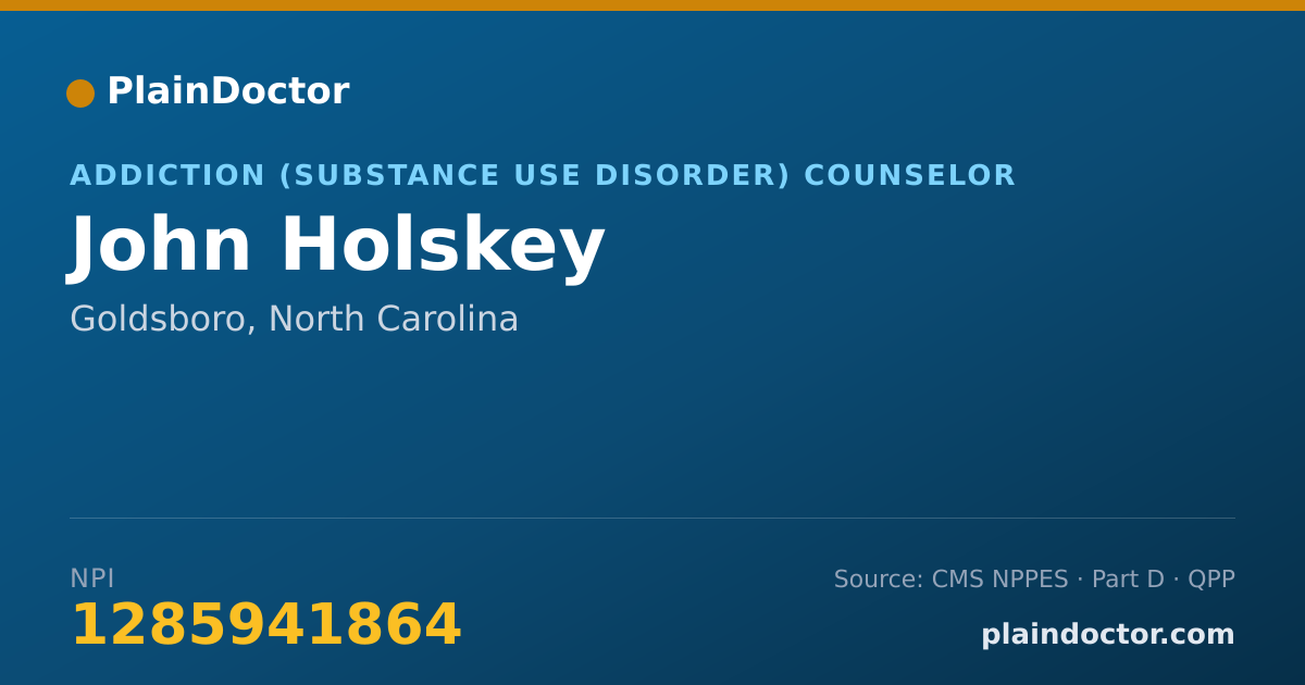 Shareable card for John Holskey - Addiction (Substance Use Disorder) Counselor, Goldsboro, NC