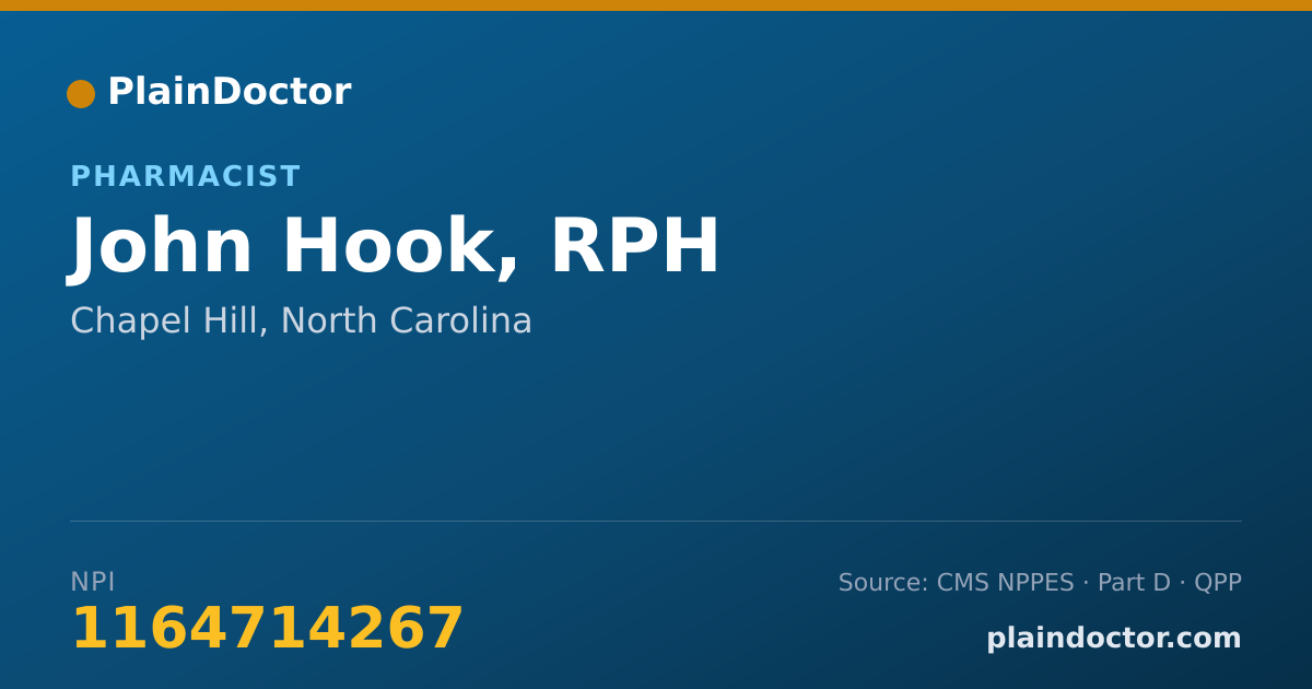 Shareable card for John Hook, RPH - Pharmacist, Chapel Hill, NC
