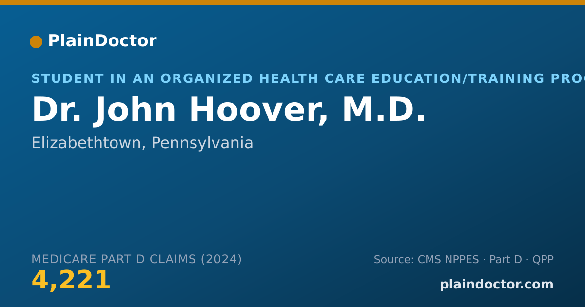 Shareable card for John Hoover, M.D. - Student in an Organized Health Care Education/Training Program, Elizabethtown, PA
