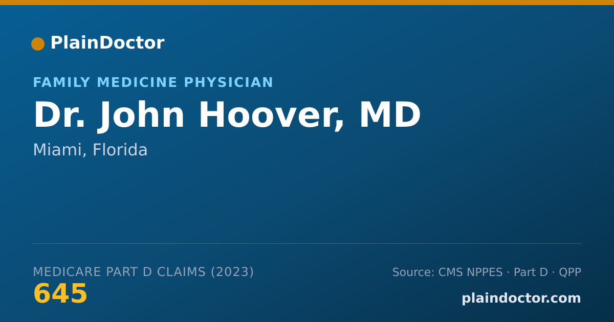 Shareable card for John Hoover, MD - Family Medicine Physician, Miami, FL