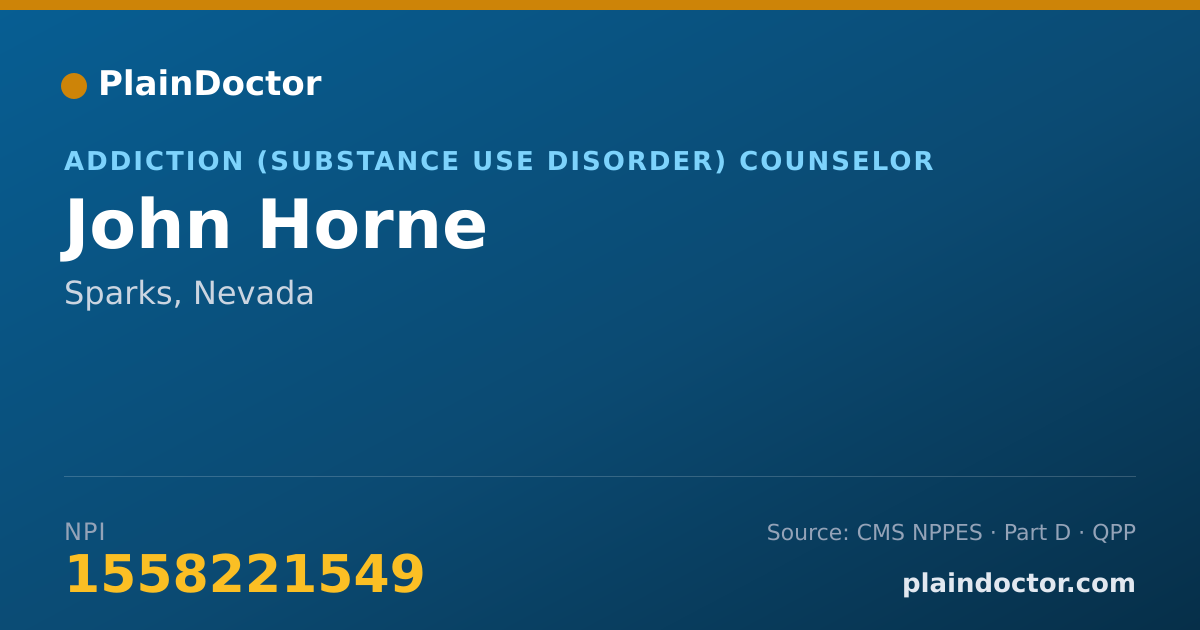 Shareable card for John Horne - Addiction (Substance Use Disorder) Counselor, Sparks, NV