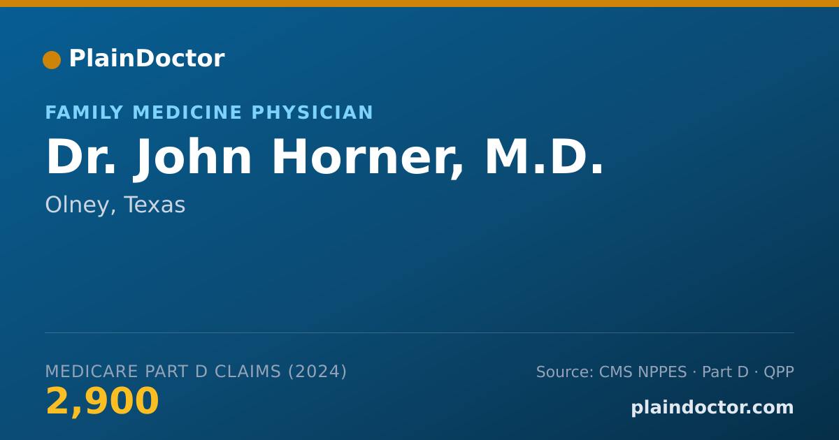 Shareable card for John Horner, M.D. - Family Medicine Physician, Olney, TX