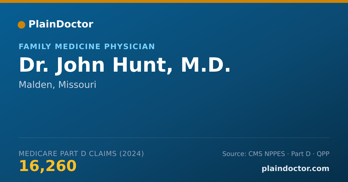 Shareable card for John Hunt, M.D. - Family Medicine Physician, Malden, MO