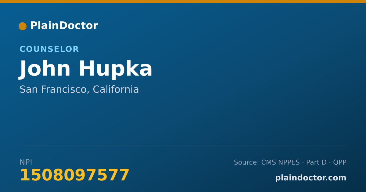 Shareable card for John Hupka - Counselor, San Francisco, CA