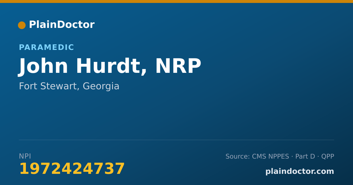 Shareable card for John Hurdt, NRP - Paramedic, Fort Stewart, GA