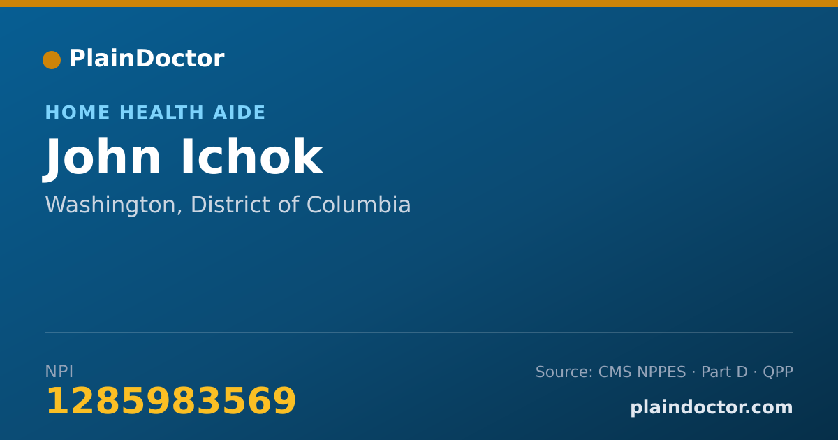 Shareable card for John Ichok - Home Health Aide, Washington, DC