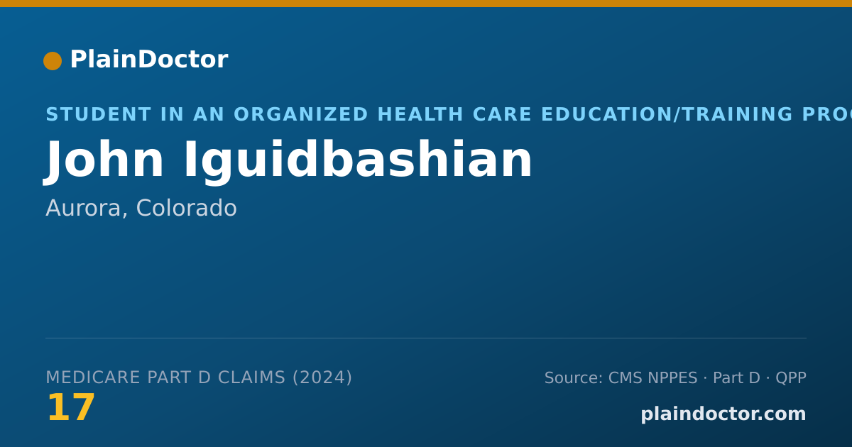 Shareable card for John Iguidbashian - Student in an Organized Health Care Education/Training Program, Aurora, CO