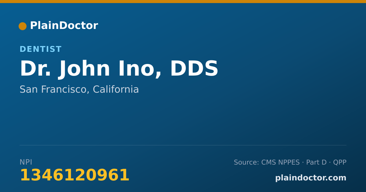 Shareable card for John Ino, DDS - Dentist, San Francisco, CA