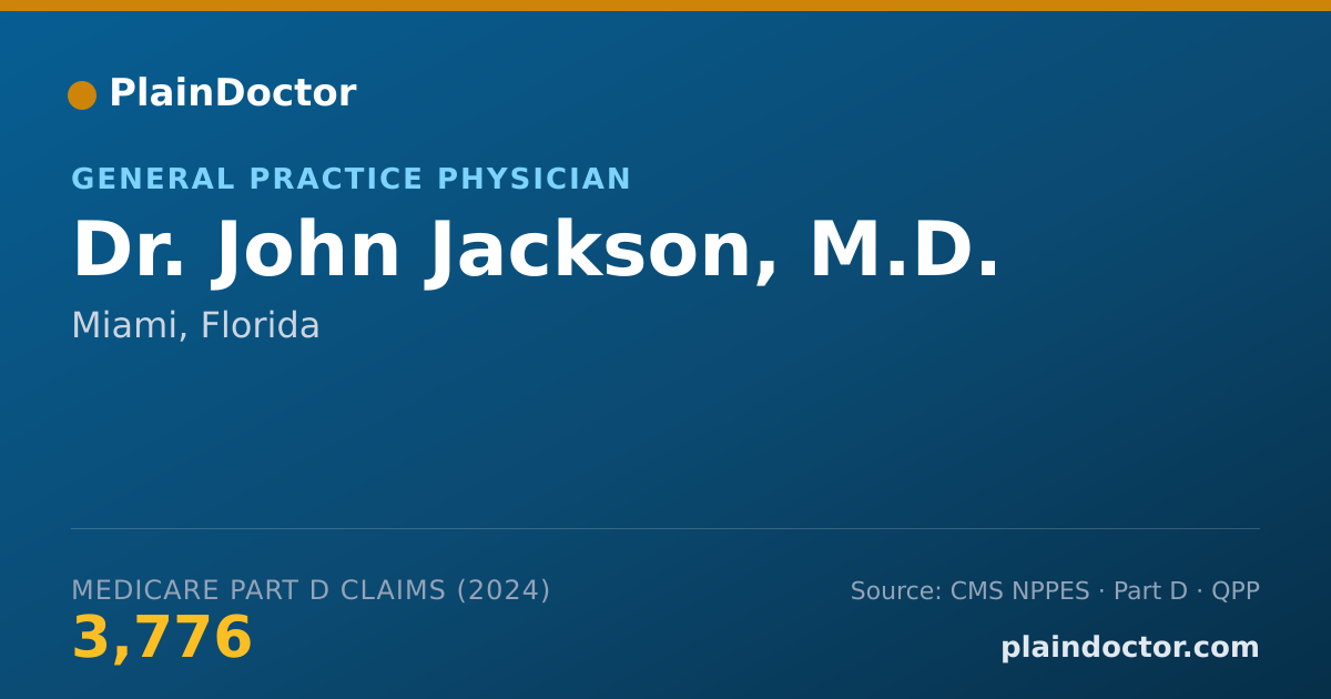 Shareable card for John Jackson, M.D. - General Practice Physician, Miami, FL