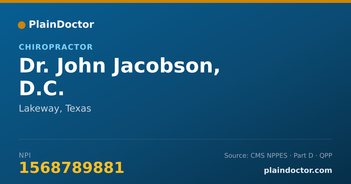 Shareable card for John Jacobson, D.C. - Chiropractor, Lakeway, TX
