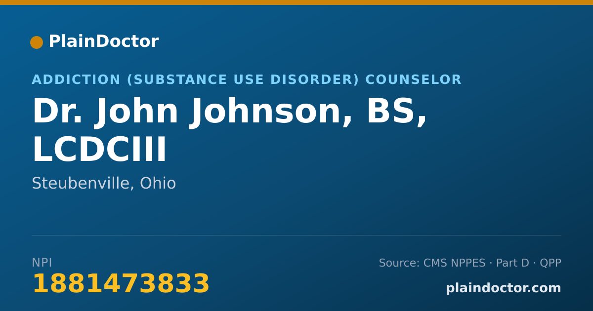 Shareable card for John Johnson, BS, LCDCIII - Addiction (Substance Use Disorder) Counselor, Steubenville, OH