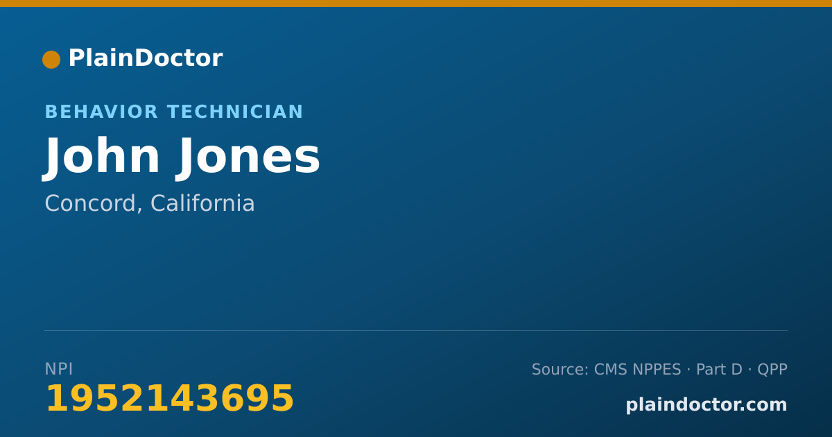 Shareable card for John Jones - Behavior Technician, Concord, CA