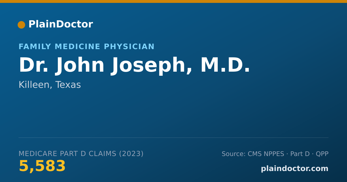Shareable card for John Joseph, M.D. - Family Medicine Physician, Killeen, TX