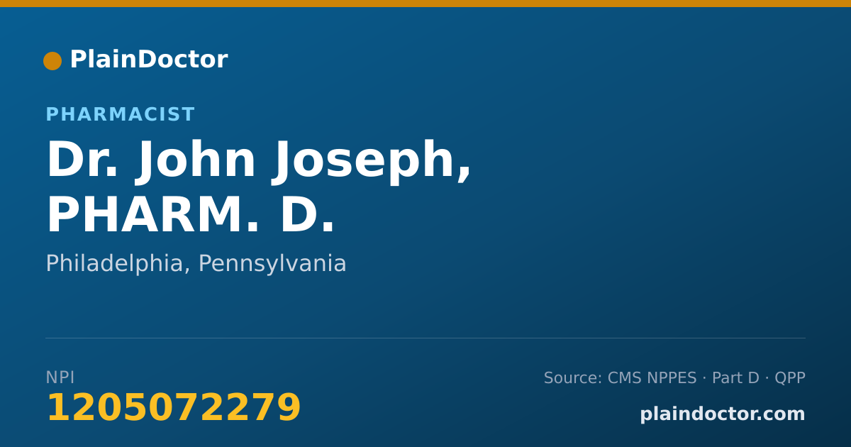 Shareable card for John Joseph, PHARM. D. - Pharmacist, Philadelphia, PA