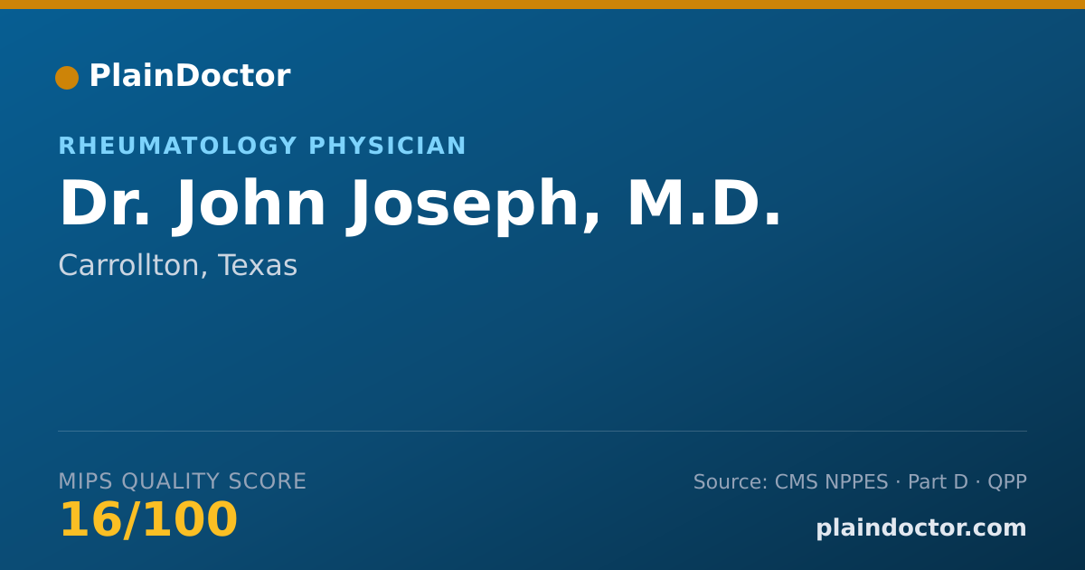 Shareable card for John Joseph, M.D. - Rheumatology Physician, Carrollton, TX