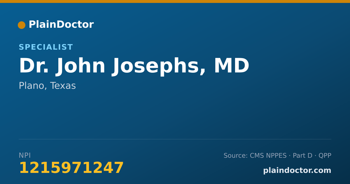 Shareable card for John Josephs, MD - Specialist, Plano, TX