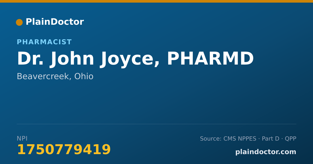 Shareable card for John Joyce, PHARMD - Pharmacist, Beavercreek, OH