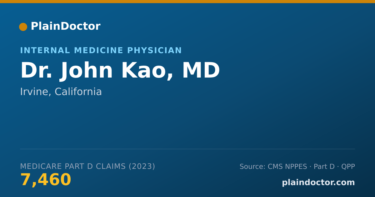 Shareable card for John Kao, MD - Internal Medicine Physician, Irvine, CA