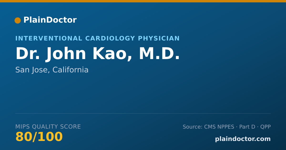 Shareable card for John Kao, M.D. - Cardiovascular Disease Physician, San Jose, CA