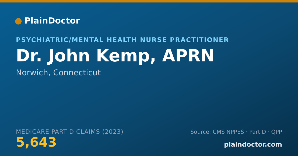 Shareable card for John Kemp, APRN - Psychiatric/Mental Health Nurse Practitioner, Norwich, CT