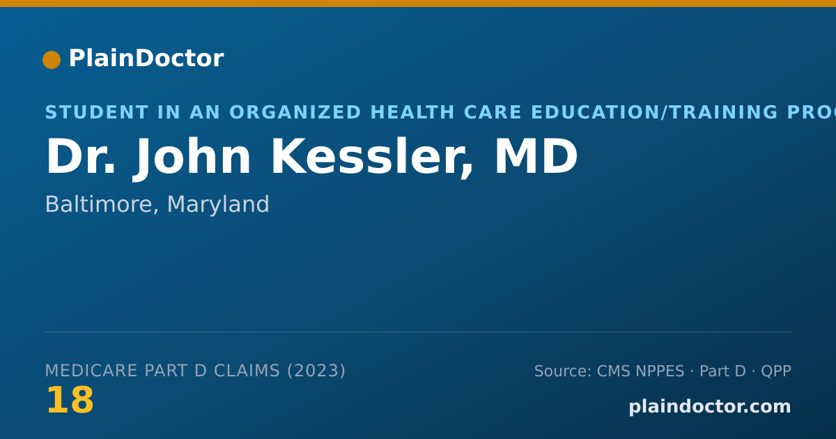 Shareable card for John Kessler, MD - Student in an Organized Health Care Education/Training Program, Baltimore, MD