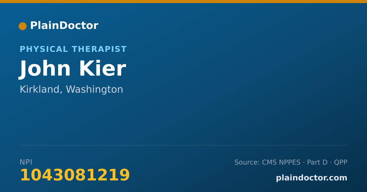 Shareable card for John Kier - Physical Therapist, Kirkland, WA