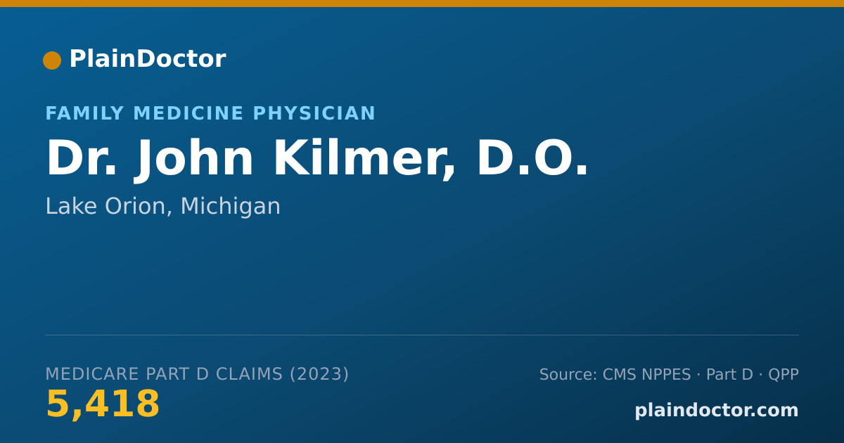 Shareable card for John Kilmer, D.O. - Family Medicine Physician, Lake Orion, MI