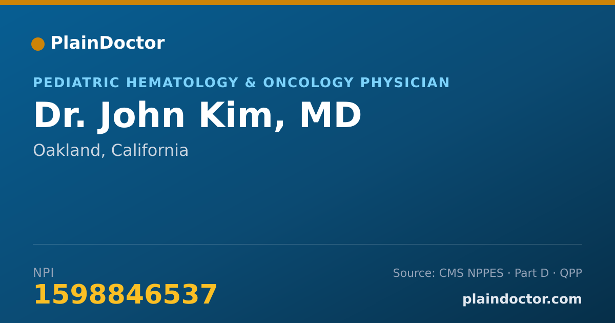 Shareable card for John Kim, MD - Pediatric Hematology & Oncology Physician, Oakland, CA