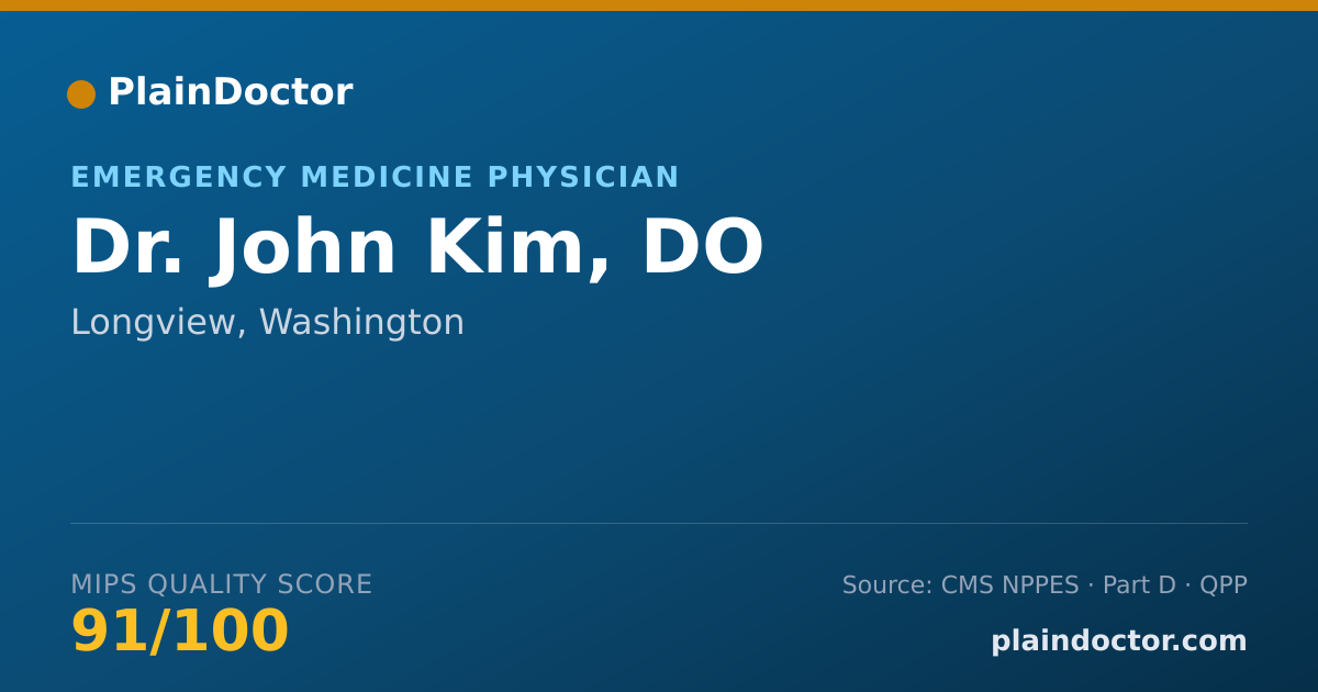 Shareable card for John Kim, DO - Emergency Medicine Physician, Longview, WA