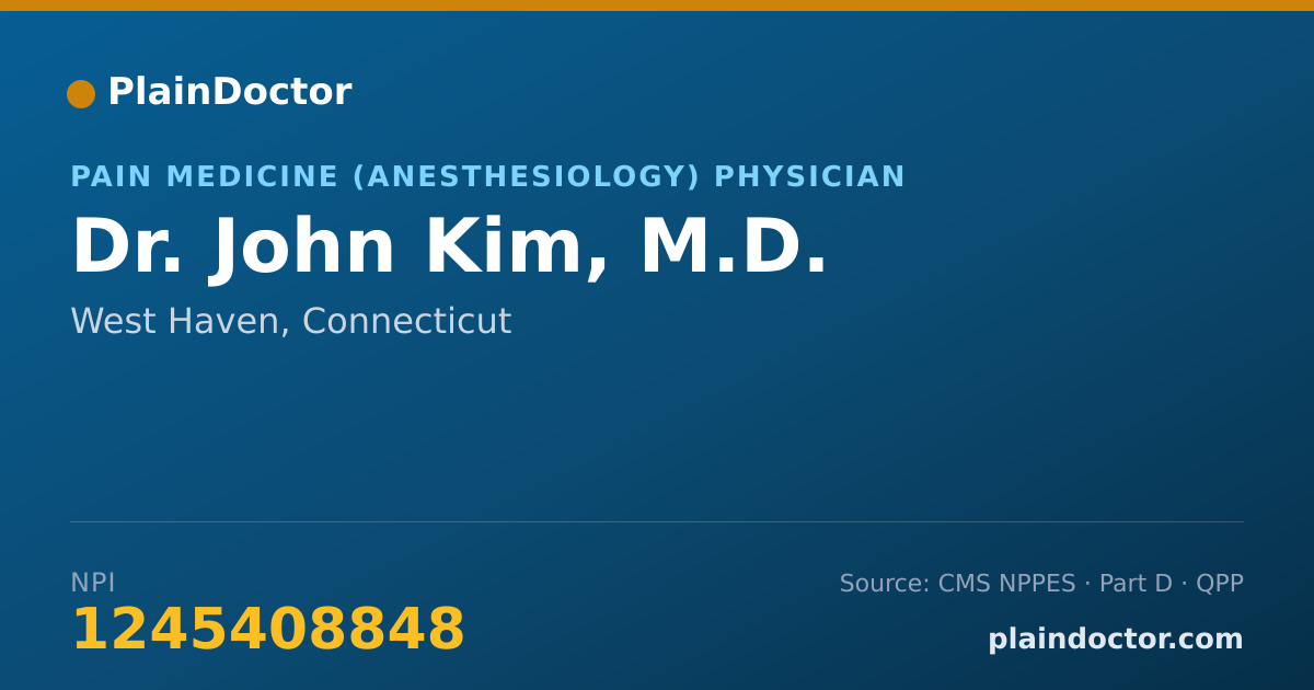 Shareable card for John Kim, M.D. - Pain Medicine (Anesthesiology) Physician, West Haven, CT