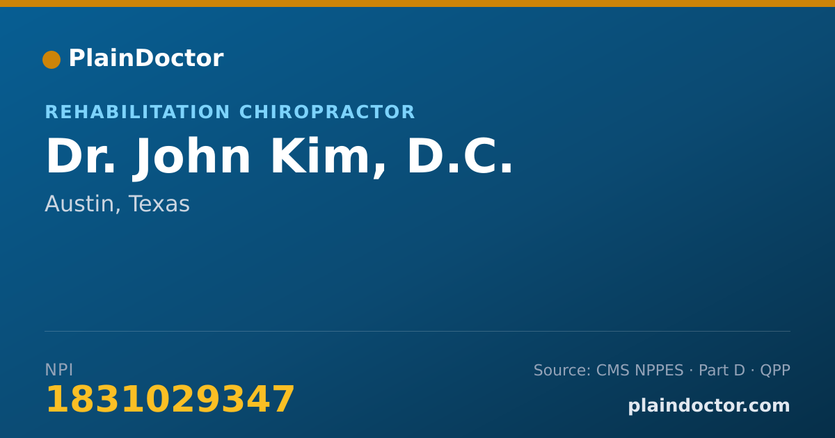 Shareable card for John Kim, D.C. - Rehabilitation Chiropractor, Austin, TX