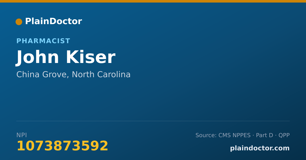 Shareable card for John Kiser - Pharmacist, China Grove, NC