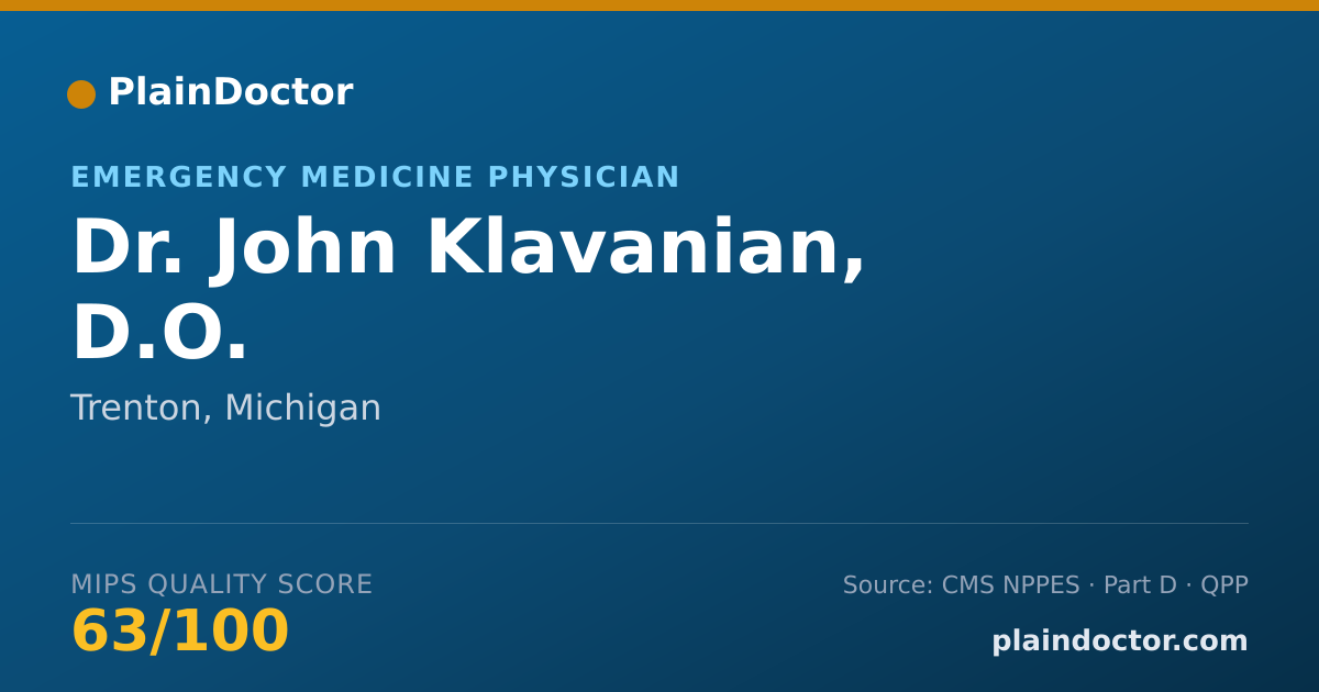 Shareable card for John Klavanian, D.O. - Emergency Medicine Physician, Trenton, MI