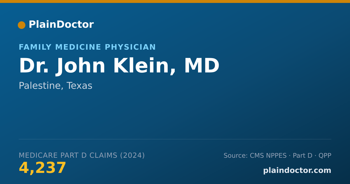Shareable card for John Klein, MD - Family Medicine Physician, Palestine, TX