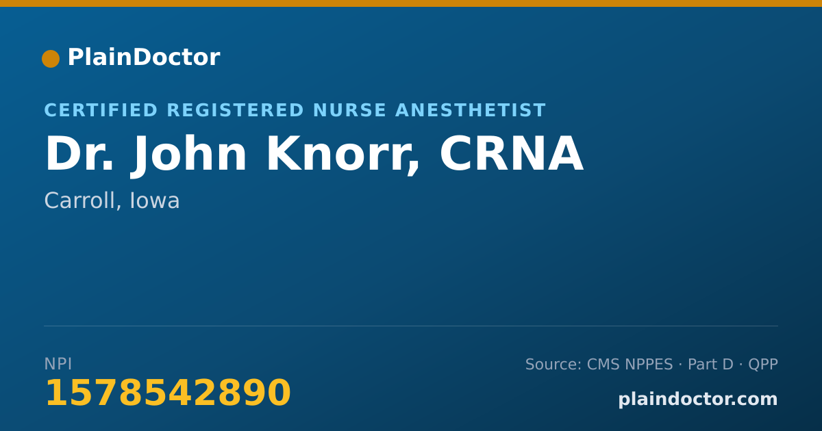 Shareable card for John Knorr, CRNA - Certified Registered Nurse Anesthetist, Carroll, IA