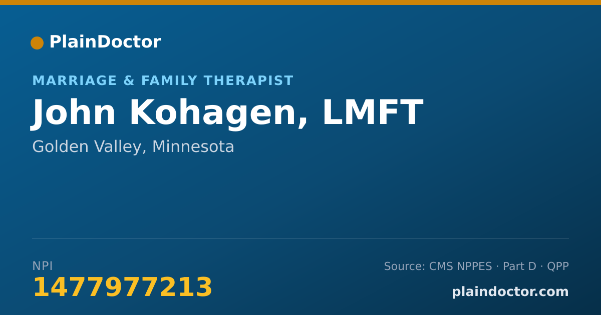 Shareable card for John Kohagen, LMFT - Marriage & Family Therapist, Golden Valley, MN