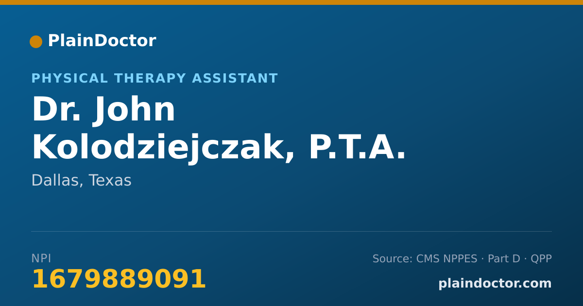 Shareable card for John Kolodziejczak, P.T.A. - Physical Therapy Assistant, Dallas, TX