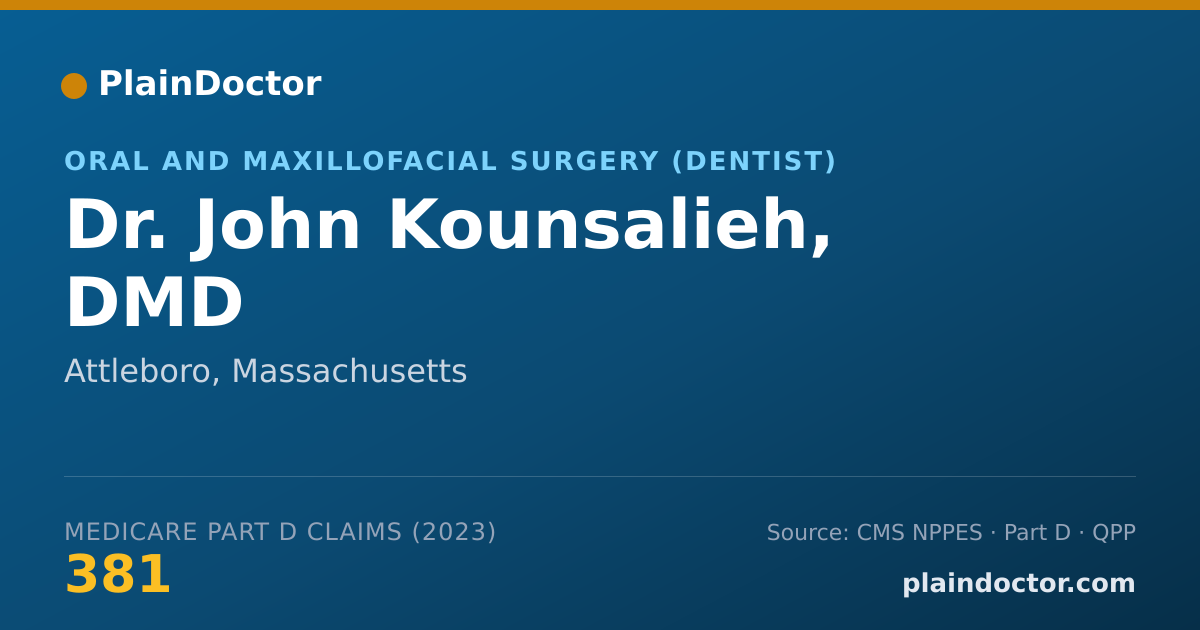 Shareable card for John Kounsalieh, DMD - Oral and Maxillofacial Surgery (Dentist), Attleboro, MA