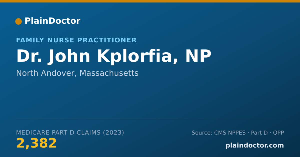 Shareable card for John Kplorfia, NP - Family Nurse Practitioner, North Andover, MA