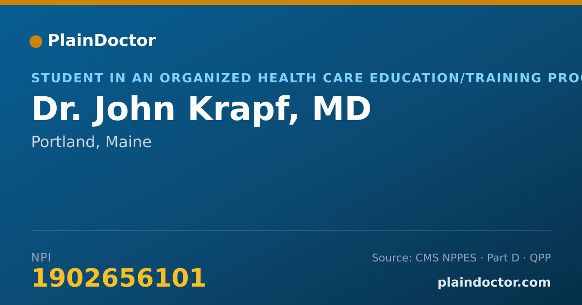 Shareable card for John Krapf, MD - Student in an Organized Health Care Education/Training Program, Portland, ME
