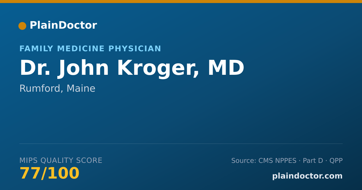 Shareable card for John Kroger, MD - Family Medicine Physician, Rumford, ME