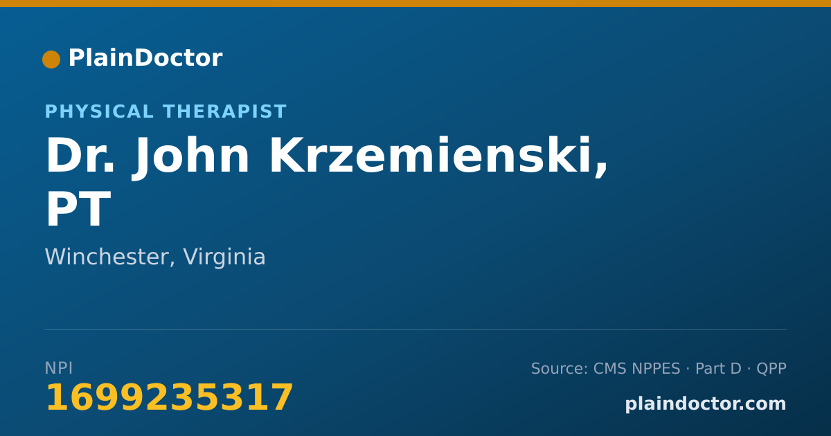 Shareable card for John Krzemienski, PT - Physical Therapist, Winchester, VA