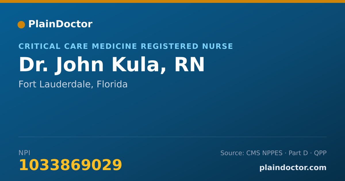 Shareable card for John Kula, RN - Critical Care Medicine Registered Nurse, Fort Lauderdale, FL