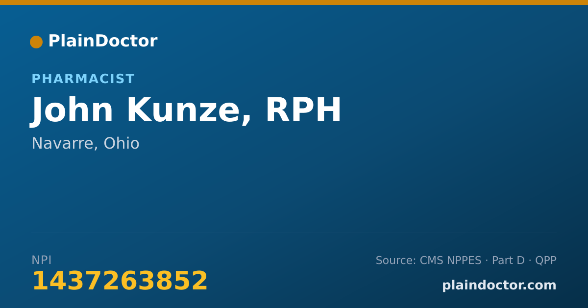 Shareable card for John Kunze, RPH - Pharmacist, Navarre, OH